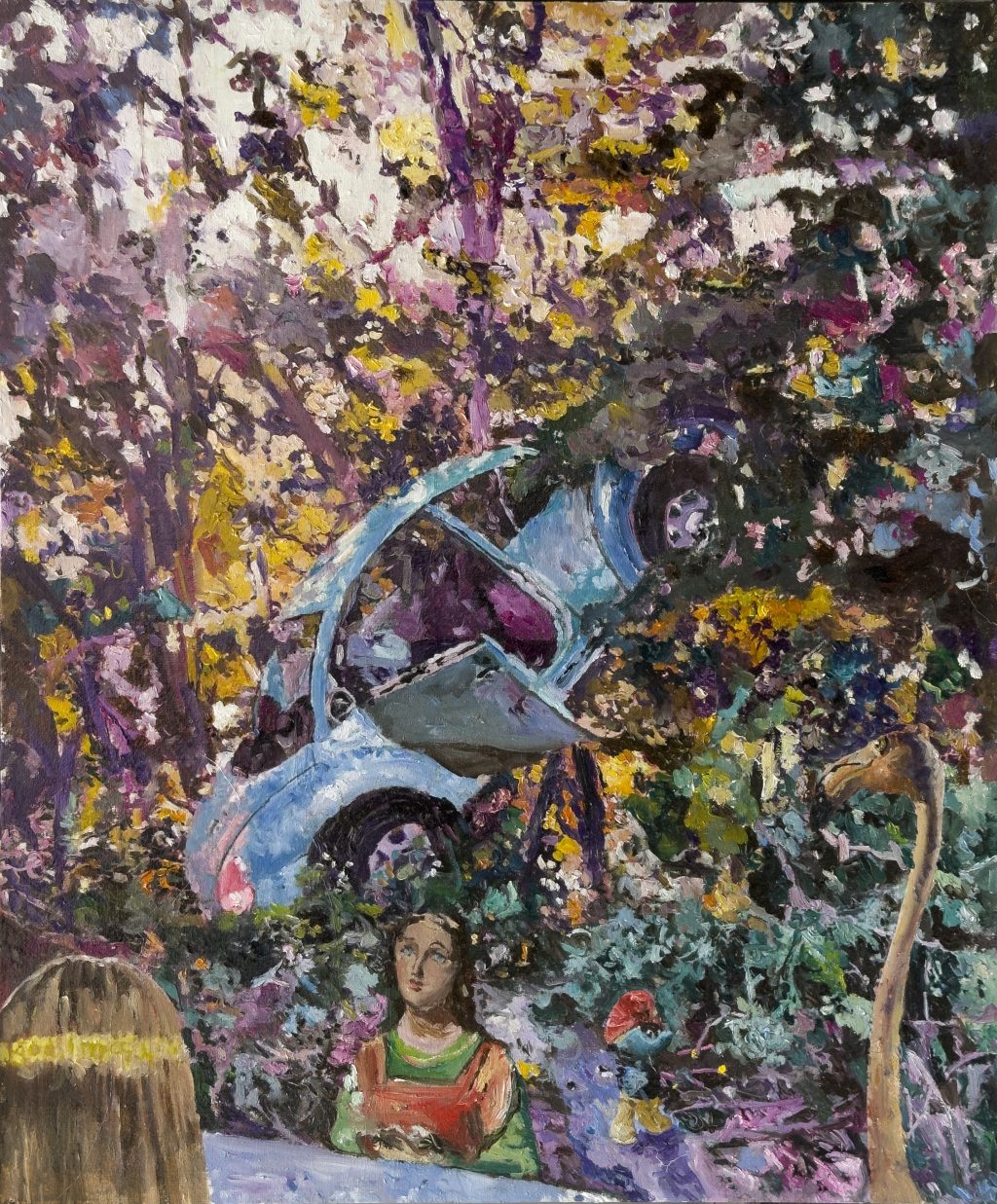 12. madonna with amigo flamingo 2 60x50 cm, kombinirana tehnika na platnu, 2024.
