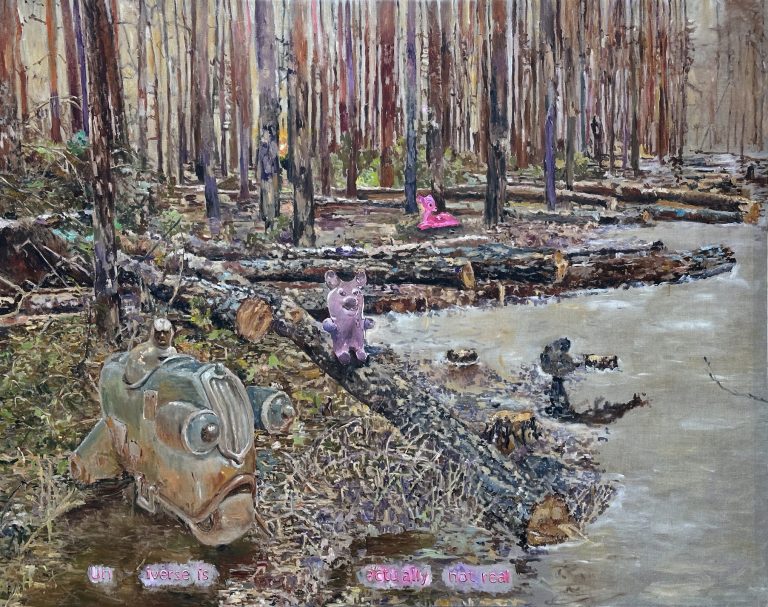 7. universe is actually not real, 206 x 259 cm, ulje na lanu, 2024.