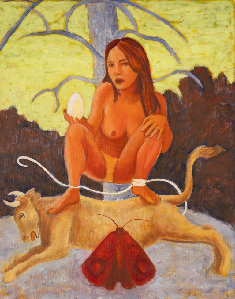 Mia Akrap Stronger Than Bone Series Rider Of The Night Moth Oil On Canvas 62x49 Cm